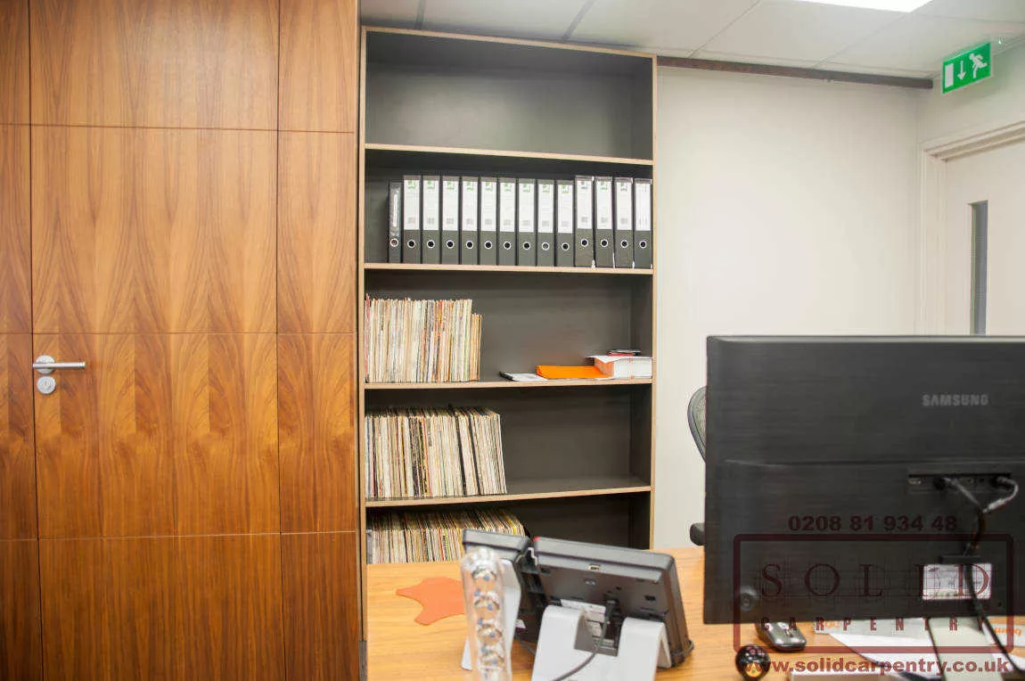 dark sliding bookcase